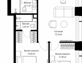 2-комнатная квартира, 63.22 м2 , 3 этаж, ул. Верейская, 29/42 - фото 1