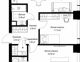 2-комнатная квартира, 60.16 м2 , 4 этаж, ул. Верейская, 29/42 - фото 1