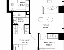 2-комнатная квартира, 63.71 м2 , 4 этаж, ул. Верейская, 29/42 - фото 1