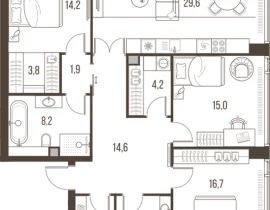 4-комнатная квартира, 116.8 м2 , 11 этаж, Летниковская, 11 - фото 1