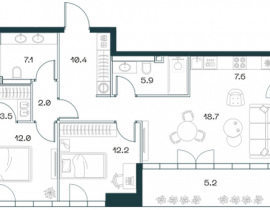 3-комнатная квартира, 85 м2 , 11 этаж, Орджоникидзе, 10 - фото 1