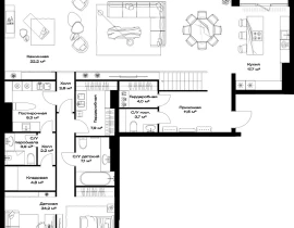3-комнатная квартира, 277.7 м2 , 11 этаж, Дербеневская, 1 - фото 1