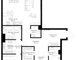 3-комнатная квартира, 162.8 м2 , 3 этаж, Дербеневская, 1 - фото 1