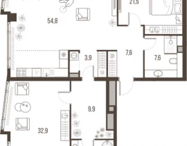 3-комнатная квартира, 148.2 м2 , 24 этаж, Летниковская, 11 - фото 1