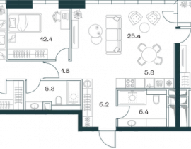 4-комнатная квартира, 107.8 м2 , 14 этаж, Орджоникидзе, 10 - фото 1