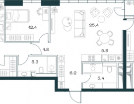 4-комнатная квартира, 107.8 м2 , 14 этаж, Орджоникидзе, 10 - фото 1