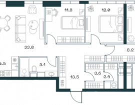 4-комнатная квартира, 106.2 м2 , 17 этаж, Орджоникидзе, 10 - фото 1