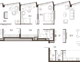 4-комнатная квартира, 207.4 м2 , 32 этаж, Летниковская, 11 - фото 1