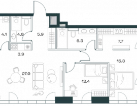 3-комнатная квартира, 87.6 м2 , 10 этаж, Орджоникидзе, 10 - фото 1