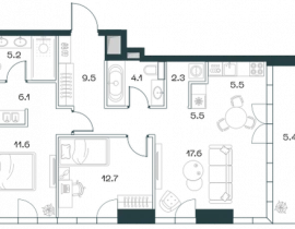 3-комнатная квартира, 82.8 м2 , 13 этаж, Орджоникидзе, 10 - фото 1