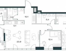 4-комнатная квартира, 109.6 м2 , 14 этаж, Орджоникидзе, 10 - фото 1