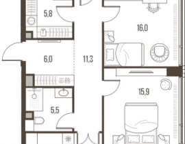 4-комнатная квартира, 125.8 м2 , 16 этаж, Летниковская, 11 - фото 1