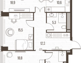 3-комнатная квартира, 90.5 м2 , 22 этаж, Летниковская, 11 - фото 1