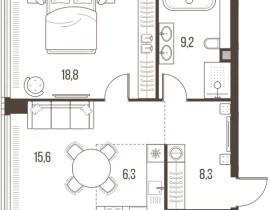 2-комнатная квартира, 58.2 м2 , 29 этаж, Летниковская, 11 - фото 1