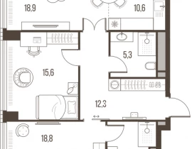 3-комнатная квартира, 90.7 м2 , 29 этаж, Летниковская, 11 - фото 1