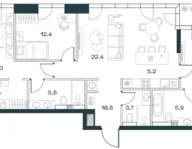 4-комнатная квартира, 108.7 м2 , 2 этаж, Орджоникидзе, 10 - фото 1
