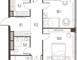 4-комнатная квартира, 125.8 м2 , 31 этаж, Летниковская, 11 - фото 1