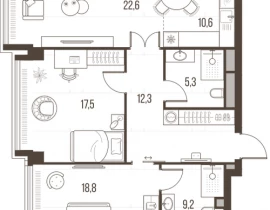 3-комнатная квартира, 96.3 м2 , 39 этаж, Летниковская, 11 - фото 1