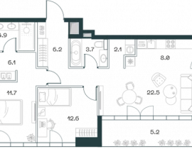 3-комнатная квартира, 83 м2 , 3 этаж, Орджоникидзе, 10 - фото 1