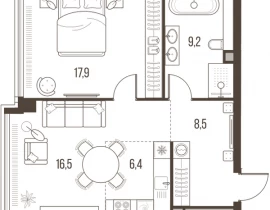 2-комнатная квартира, 58.5 м2 , 40 этаж, Летниковская, 11 - фото 1
