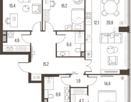 4-комнатная квартира, 120.6 м2 , 6 этаж, Летниковская, 11 - фото 1