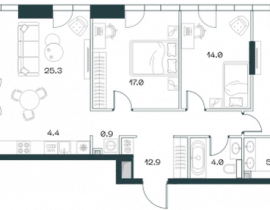 4-комнатная квартира, 107.8 м2 , 5 этаж, Орджоникидзе, 10 - фото 1
