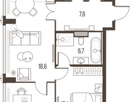 3-комнатная квартира, 76.6 м2 , 13 этаж, Летниковская, 11 - фото 1