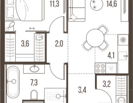 2-комнатная квартира, 49.8 м2 , 10 этаж, Летниковская, 11 - фото 1