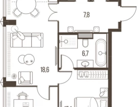3-комнатная квартира, 76.6 м2 , 16 этаж, Летниковская, 11 - фото 1