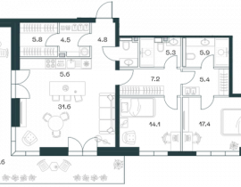 3-комнатная квартира, 125.6 м2 , 15 этаж, Орджоникидзе, 10 - фото 1