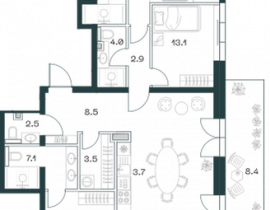 4-комнатная квартира, 150 м2 , 16 этаж, Орджоникидзе, 10 - фото 1