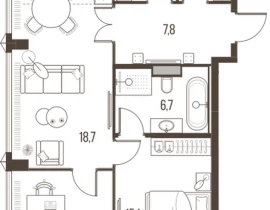 3-комнатная квартира, 76.5 м2 , 25 этаж, Летниковская, 11 - фото 1