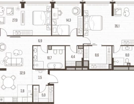4-комнатная квартира, 160.2 м2 , 26 этаж, Летниковская, 11 - фото 1