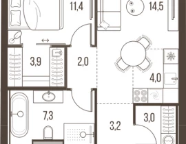 2-комнатная квартира, 49.3 м2 , 4 этаж, Летниковская, 11 - фото 1