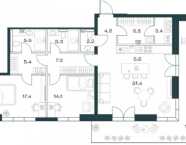 3-комнатная квартира, 125.8 м2 , 5 этаж, Орджоникидзе, 10 - фото 1