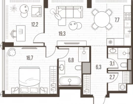 3-комнатная квартира, 74.8 м2 , 8 этаж, Летниковская, 11 - фото 1
