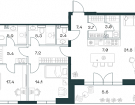 3-комнатная квартира, 116.2 м2 , 10 этаж, Орджоникидзе, 10 - фото 1