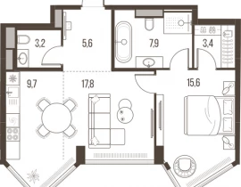 2-комнатная квартира, 63.2 м2 , 18 этаж, Летниковская, 11 - фото 1
