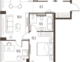 3-комнатная квартира, 74 м2 , 23 этаж, Летниковская, 11 - фото 1