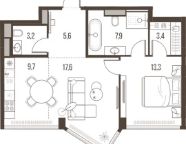 2-комнатная квартира, 60.7 м2 , 27 этаж, Летниковская, 11 - фото 1
