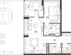 3-комнатная квартира, 88.6 м2 , 2 этаж, Летниковская, 11 - фото 1