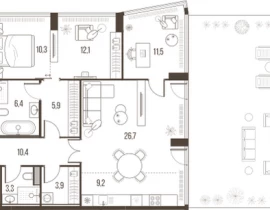 3-комнатная квартира, 129 м2 , 2 этаж, Летниковская, 11 - фото 1
