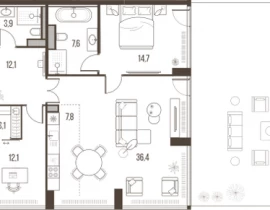 3-комнатная квартира, 127 м2 , 2 этаж, Летниковская, 11 - фото 1
