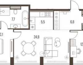 3-комнатная квартира, 77.7 м2 , 2 этаж, Летниковская, 11 - фото 1