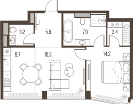 2-комнатная квартира, 59.3 м2 , 38 этаж, Летниковская, 11 - фото 1