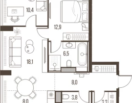 3-комнатная квартира, 71.1 м2 , 5 этаж, Летниковская, 11 - фото 1