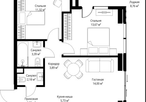 2-комнатная квартира - 3-й Силикатный проезд, 10 / ЖК Джойс - фото 1