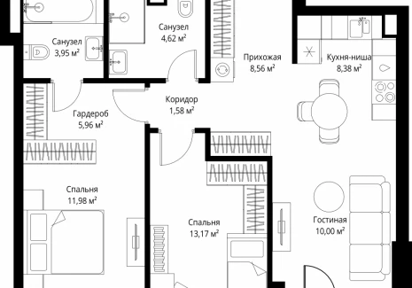 2-комнатная квартира - 3-й Силикатный проезд, 10 / ЖК Джойс - фото 1