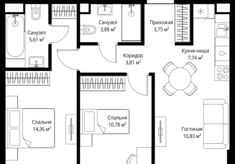 2-комнатная квартира - 3-й Силикатный проезд, 10 / ЖК Джойс - фото 1