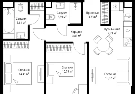 2-комнатная квартира - 3-й Силикатный проезд, 10 / ЖК Джойс - фото 1